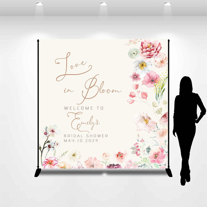 Lofaris Custom Love In Bloom Floral Bridal Shower Backdrop