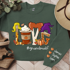 Lofaris Custom Love Milk Tea Witch Pumpkin Fall Sweatshirt