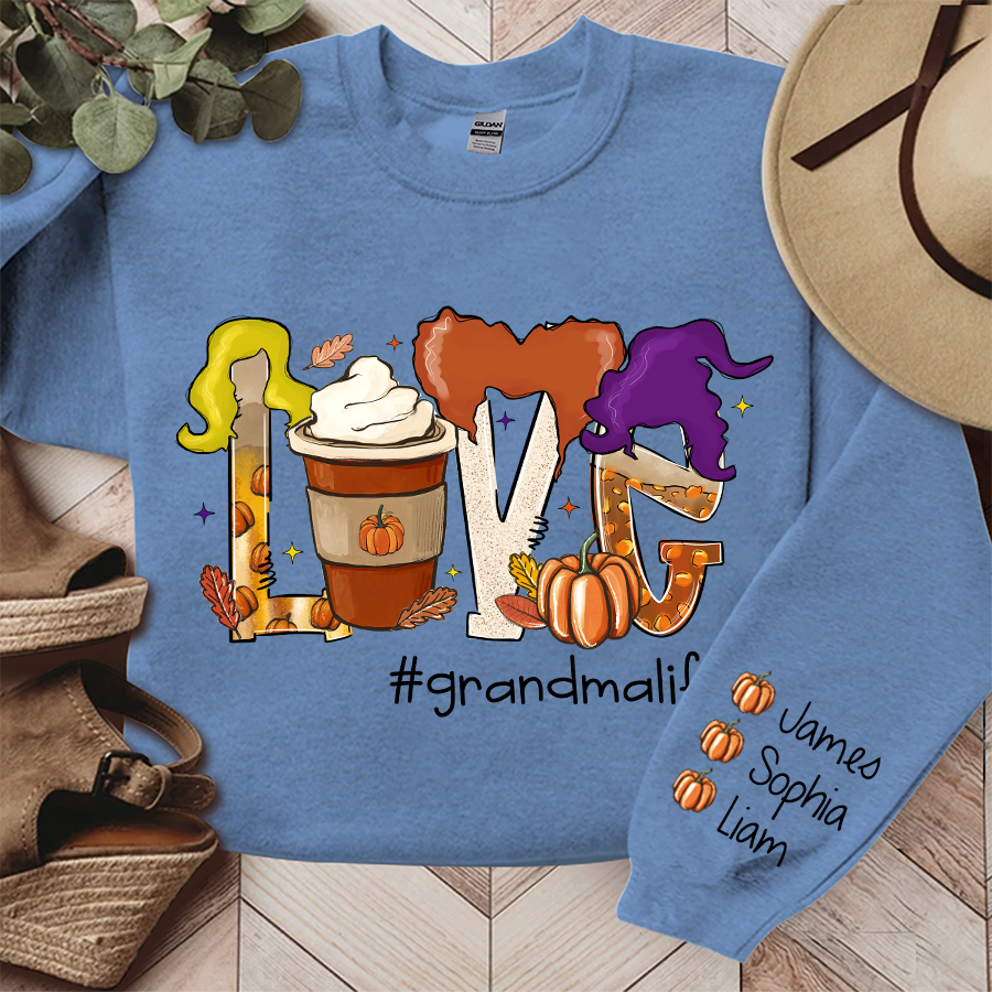 Lofaris Custom Love Milk Tea Witch Pumpkin Fall Sweatshirt