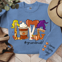 Lofaris Custom Love Milk Tea Witch Pumpkin Fall Sweatshirt