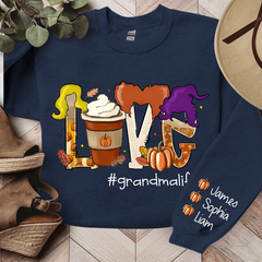 Lofaris Custom Love Milk Tea Witch Pumpkin Fall Sweatshirt