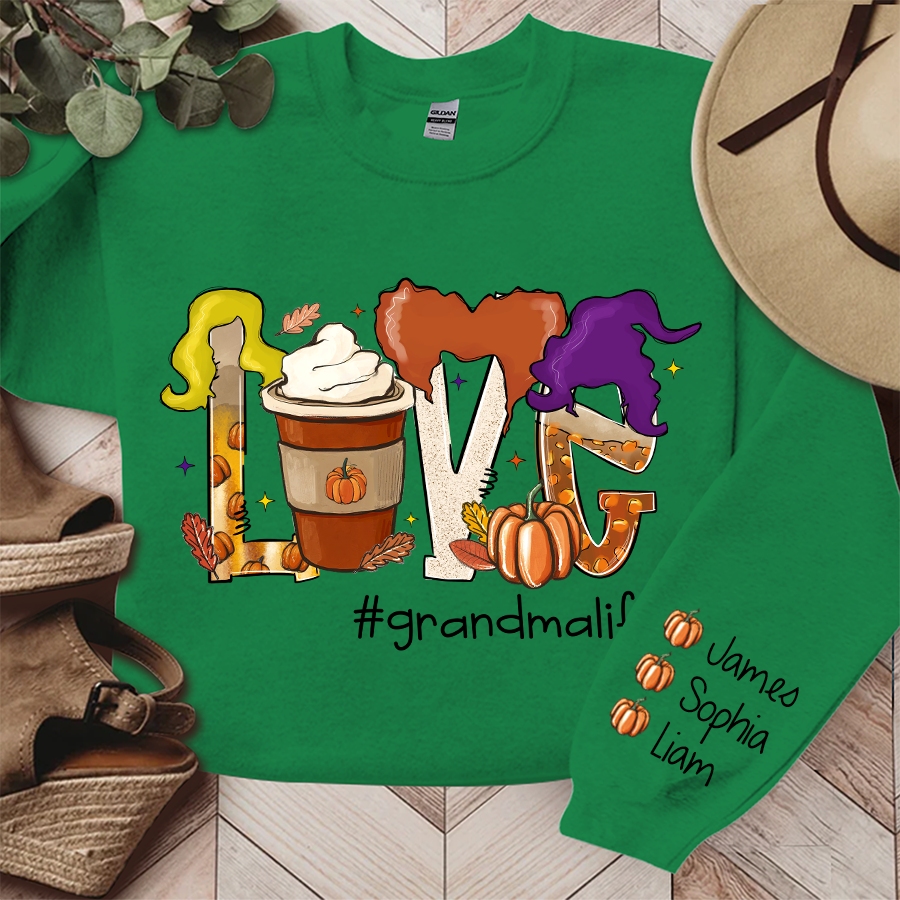 Lofaris Custom Love Milk Tea Witch Pumpkin Fall Sweatshirt