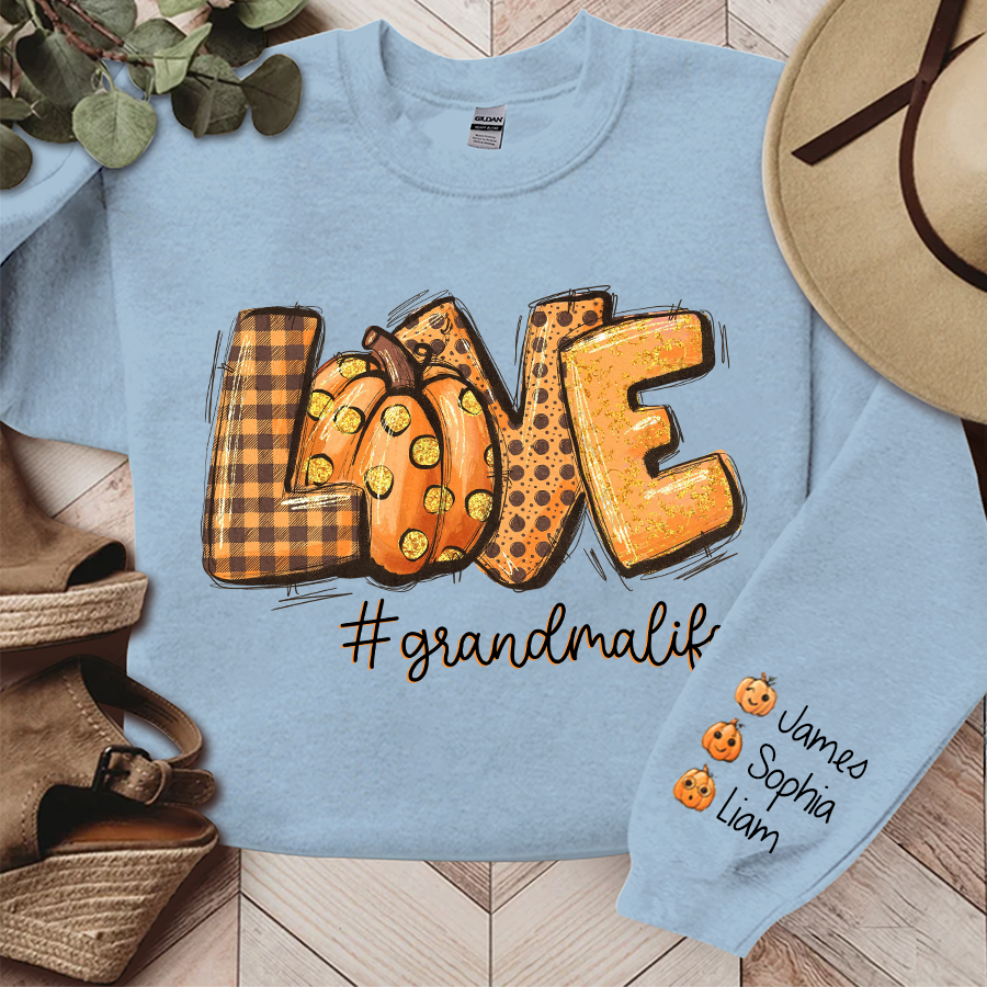 Lofaris Custom Love Pumpkin Autumn Grandma Life Sweatshirt