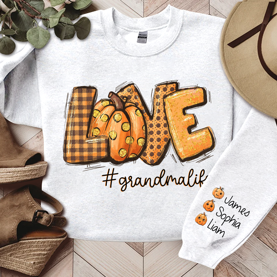 Lofaris Custom Love Pumpkin Autumn Grandma Life Sweatshirt