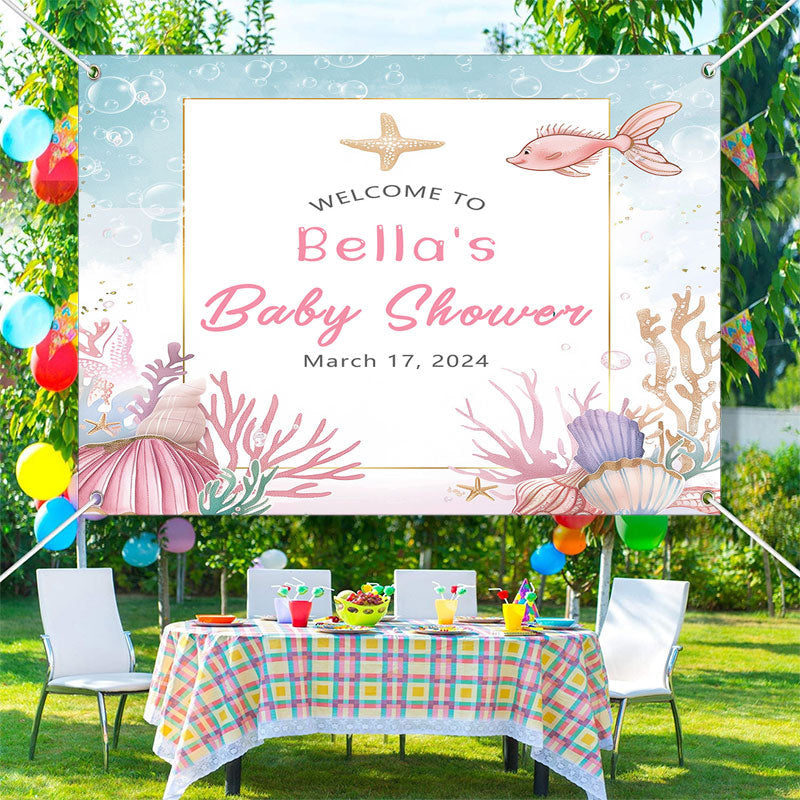 Lofaris Custom Lovely Benthos Coral Backdrop for Baby Shower