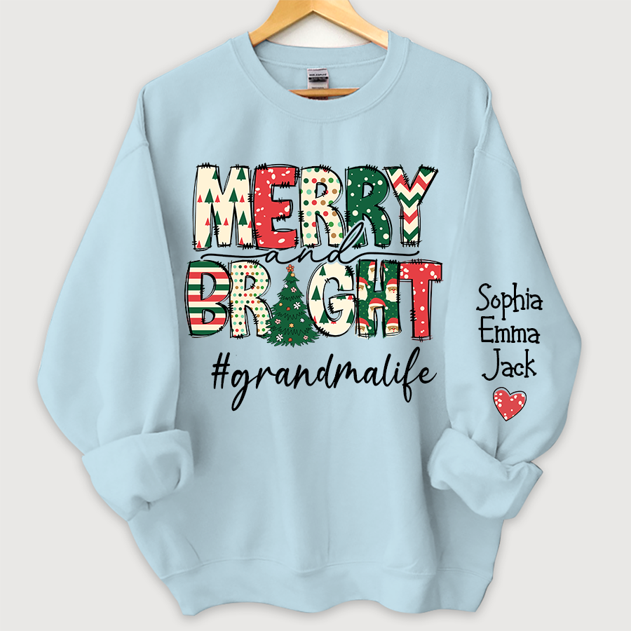 Lofaris Custom Merry Bright Grandmalife Christmas Sweatshirt