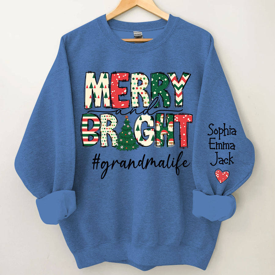 Lofaris Custom Merry Bright Grandmalife Christmas Sweatshirt