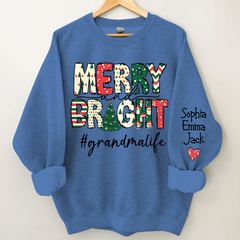 Lofaris Custom Merry Bright Grandmalife Christmas Sweatshirt