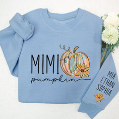 Lofaris Custom Mimi And Grandkids Pumpkin Name Sweatshirt