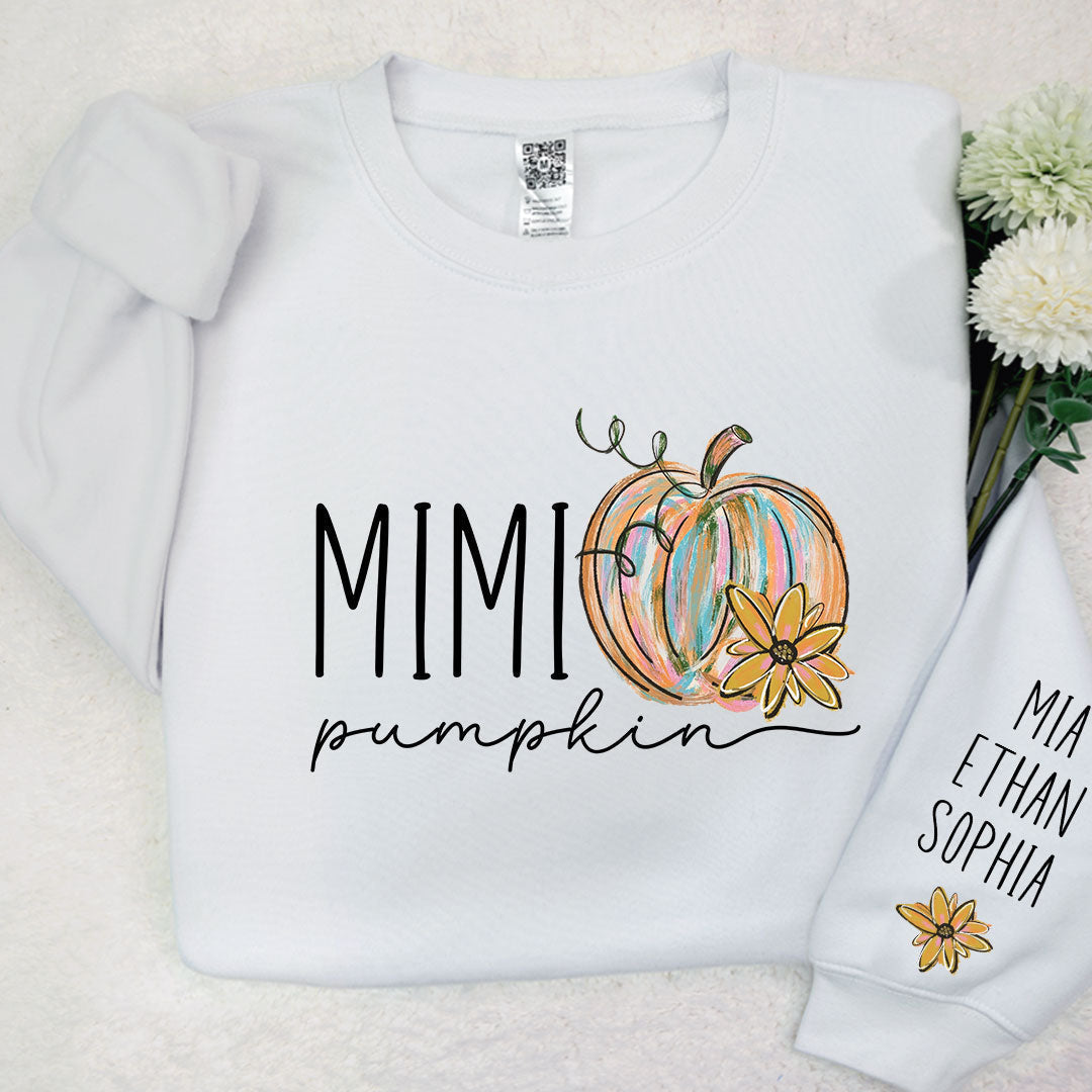 Lofaris Custom Mimi And Grandkids Pumpkin Name Sweatshirt