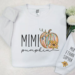 Lofaris Custom Mimi And Grandkids Pumpkin Name Sweatshirt
