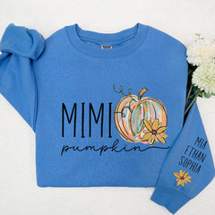 Lofaris Custom Mimi And Grandkids Pumpkin Name Sweatshirt