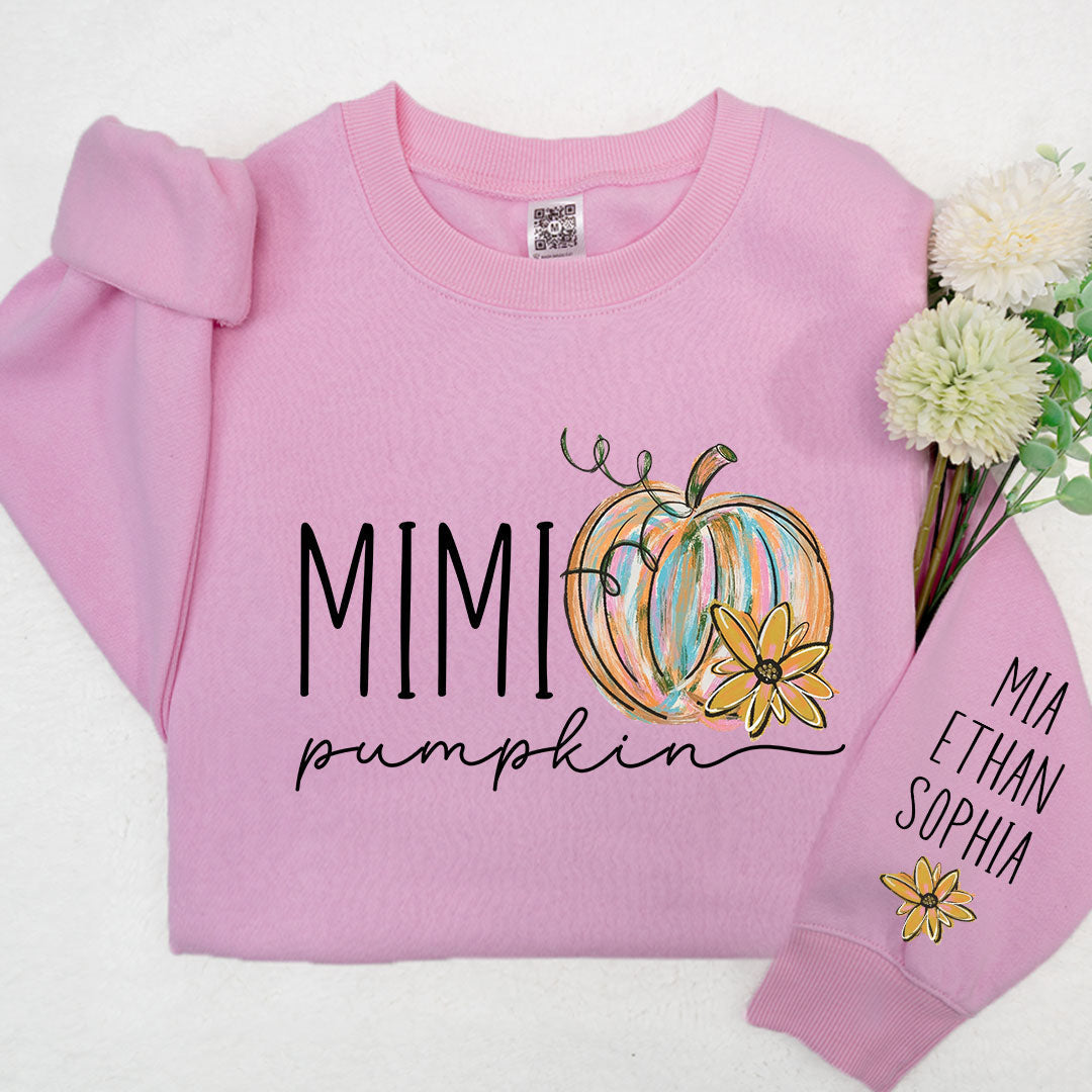 Lofaris Custom Mimi And Grandkids Pumpkin Name Sweatshirt