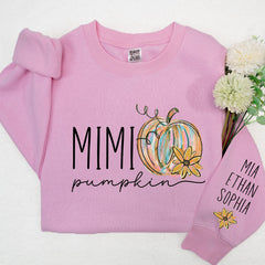 Lofaris Custom Mimi And Grandkids Pumpkin Name Sweatshirt