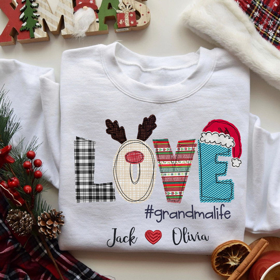 Lofaris Custom Mimi Applique Embroidery Grandkids Sweatshirt