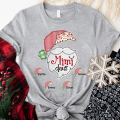 Lofaris Custom Mimi Claus With Grandkids Christmas T-Shirt