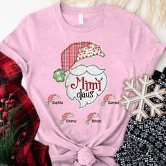 Lofaris Custom Mimi Claus With Grandkids Christmas T-Shirt