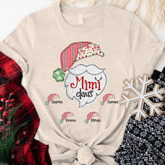 Lofaris Custom Mimi Claus With Grandkids Christmas T-Shirt