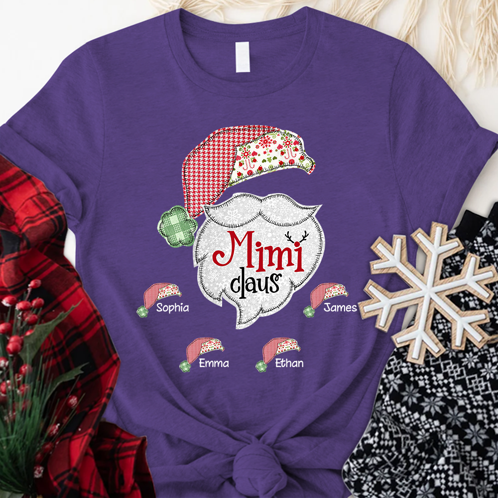Lofaris Custom Mimi Claus With Grandkids Christmas T-Shirt