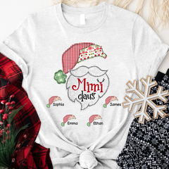 Lofaris Custom Mimi Claus With Grandkids Christmas T-Shirt