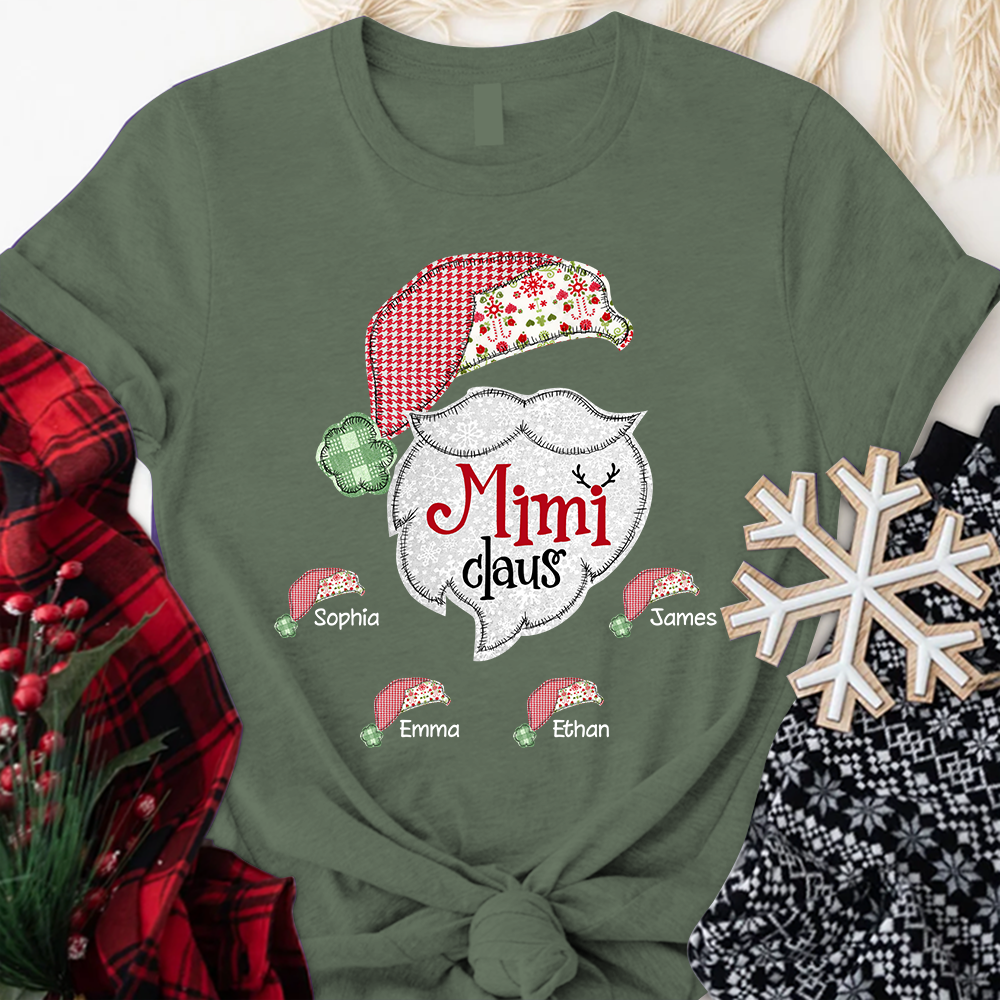 Lofaris Custom Mimi Claus With Grandkids Christmas T-Shirt