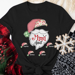 Lofaris Custom Mimi Claus With Grandkids Christmas T-Shirt