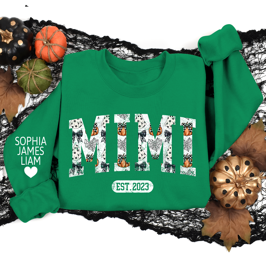 Lofaris Custom Mimi Est Halloween And Grandkids Sweatshirt
