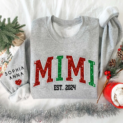 Lofaris Custom Mimi Glitter Embroidered Grandkids Sweatshirt