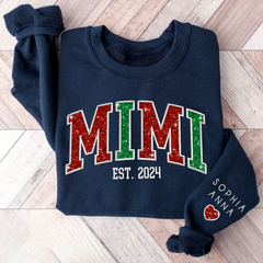 Lofaris Custom Mimi Glitter Embroidered Grandkids Sweatshirt