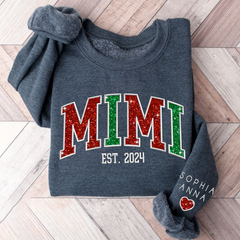 Lofaris Custom Mimi Glitter Embroidered Grandkids Sweatshirt