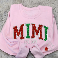Lofaris Custom Mimi Glitter Embroidered Grandkids Sweatshirt