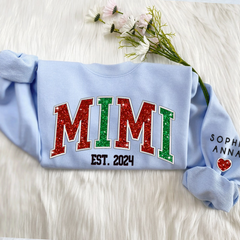 Lofaris Custom Mimi Glitter Embroidered Grandkids Sweatshirt