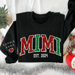 Lofaris Custom Mimi Glitter Embroidered Grandkids Sweatshirt
