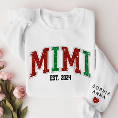 Lofaris Custom Mimi Glitter Embroidered Grandkids Sweatshirt