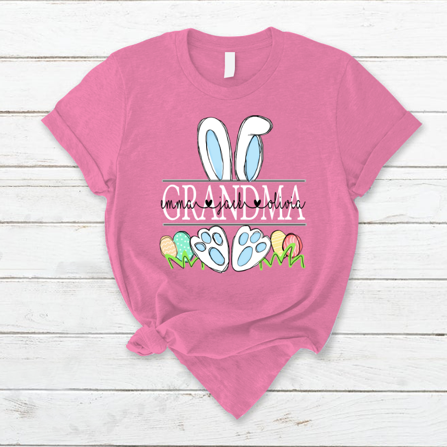Lofaris Custom Mimi Grandkids Eggs Easter Bunny T-Shirt