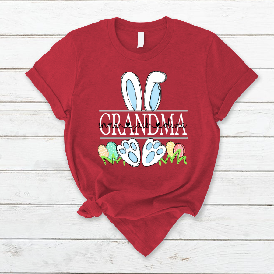 Lofaris Custom Mimi Grandkids Eggs Easter Bunny T-Shirt