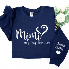 Lofaris Custom Mimi Heart And Grandkids Name Sweatshirt