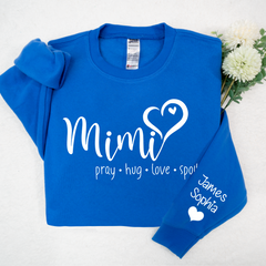 Lofaris Custom Mimi Heart And Grandkids Name Sweatshirt