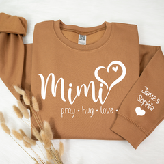 Lofaris Custom Mimi Heart And Grandkids Name Sweatshirt
