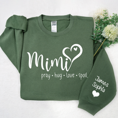 Lofaris Custom Mimi Heart And Grandkids Name Sweatshirt