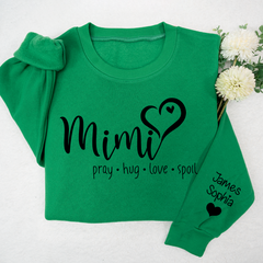 Lofaris Custom Mimi Heart And Grandkids Name Sweatshirt