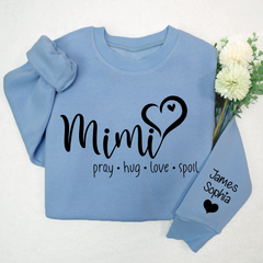 Lofaris Custom Mimi Heart And Grandkids Name Sweatshirt