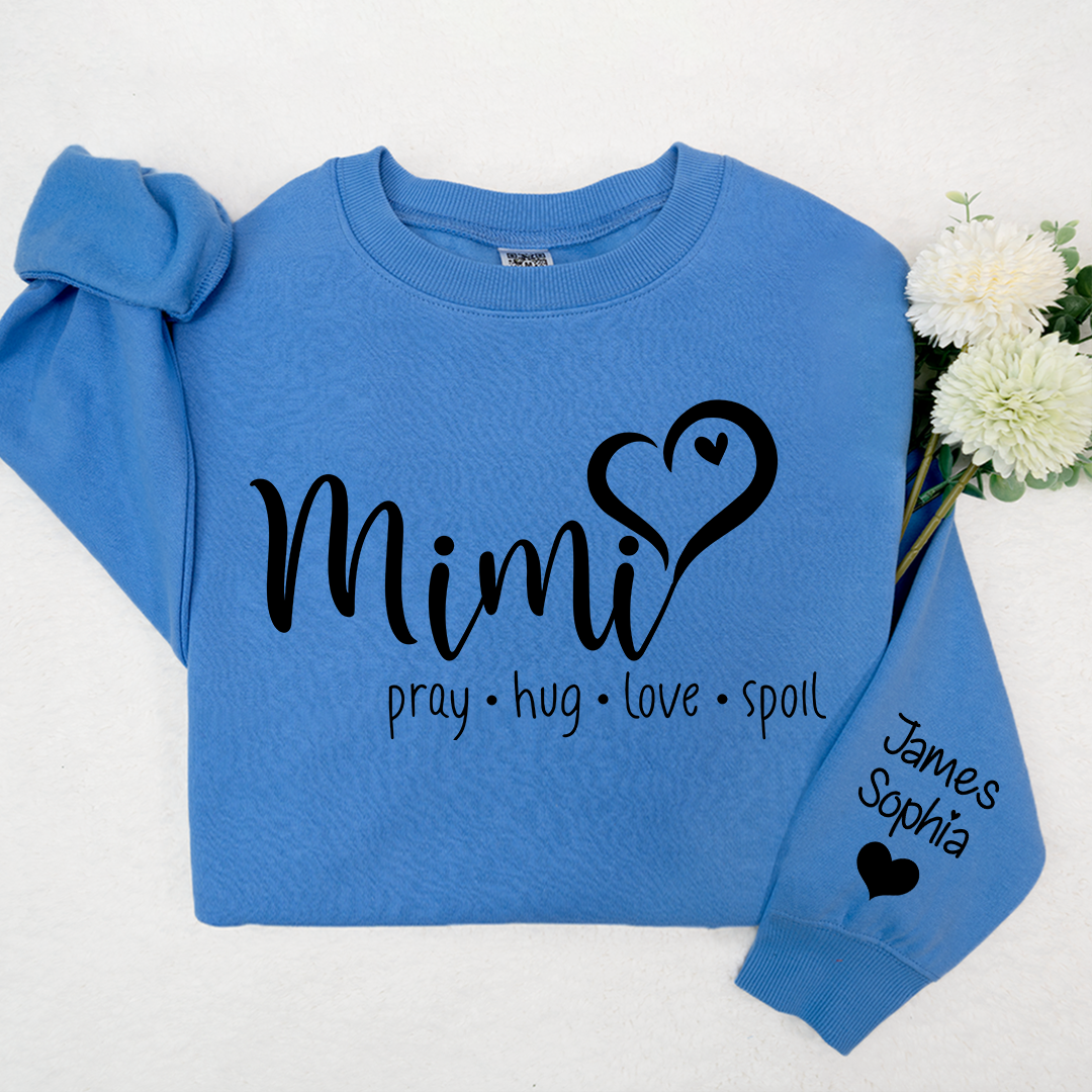 Lofaris Custom Mimi Heart And Grandkids Name Sweatshirt