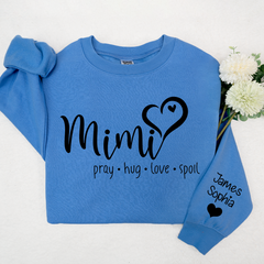 Lofaris Custom Mimi Heart And Grandkids Name Sweatshirt
