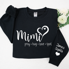 Lofaris Custom Mimi Heart And Grandkids Name Sweatshirt