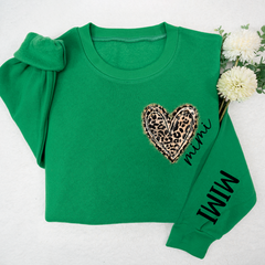 Lofaris Custom Mimi Heart Leopard With Grandkids Sweatshirt