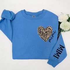 Lofaris Custom Mimi Heart Leopard With Grandkids Sweatshirt