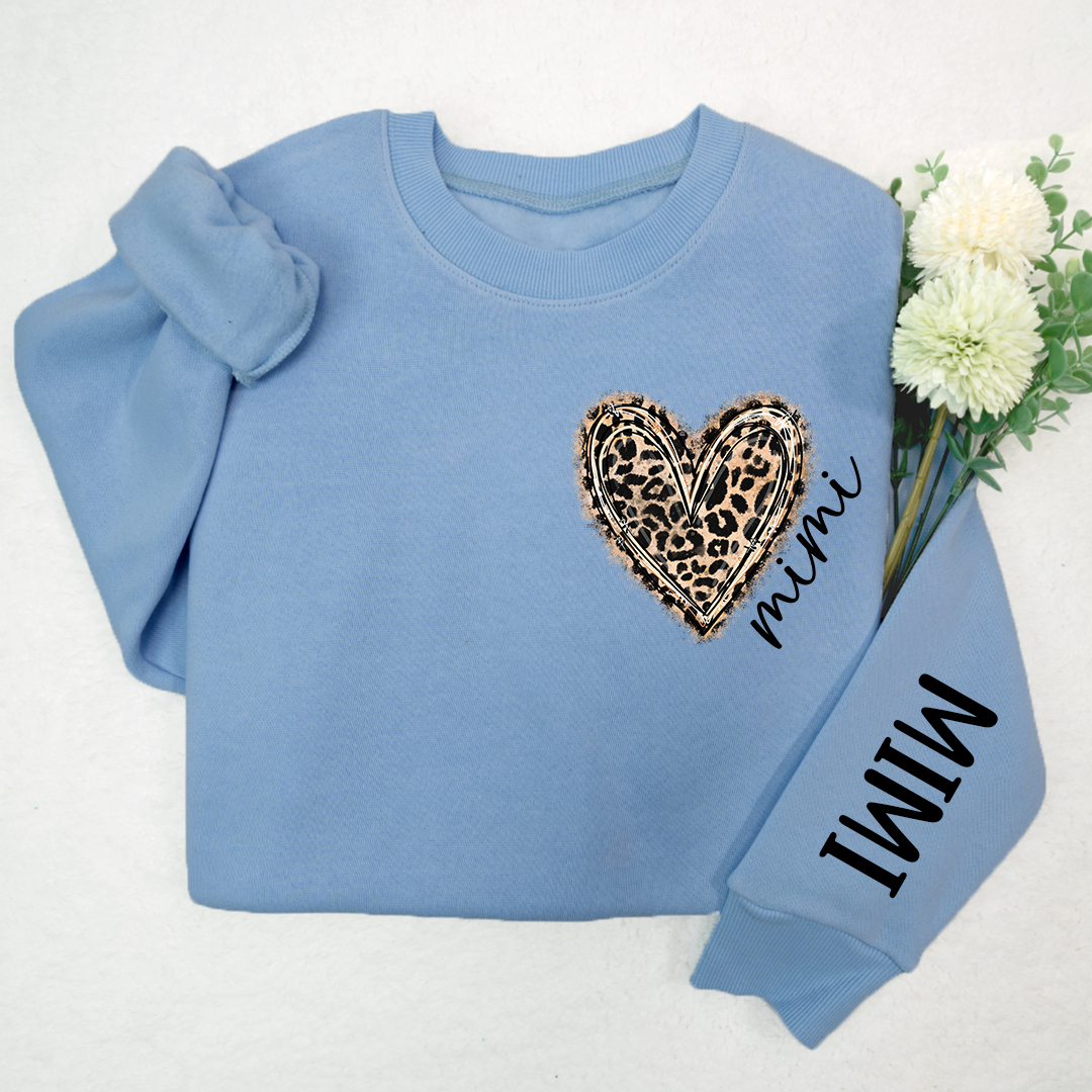 Lofaris Custom Mimi Leopard Heart With Kids Sweatshirt