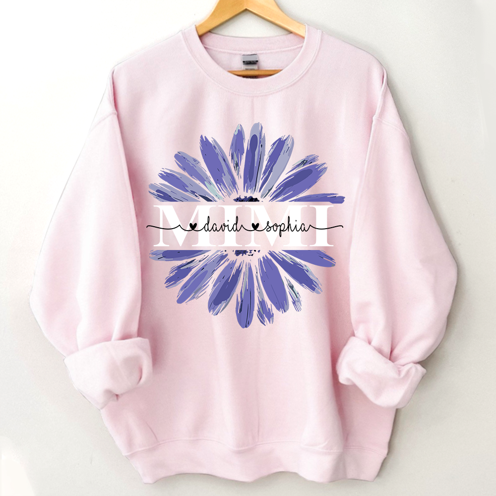 Lofaris Custom Mimi Purple Daisy Flower Grandma Sweatshirt