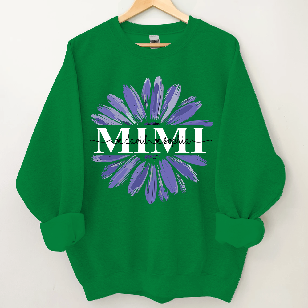 Lofaris Custom Mimi Purple Daisy Flower Grandma Sweatshirt
